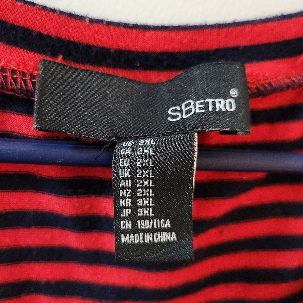 2XL XXL dress red navy blue stripes long maxi ruffle bottom sundress casual plus - Picture 3 of 3